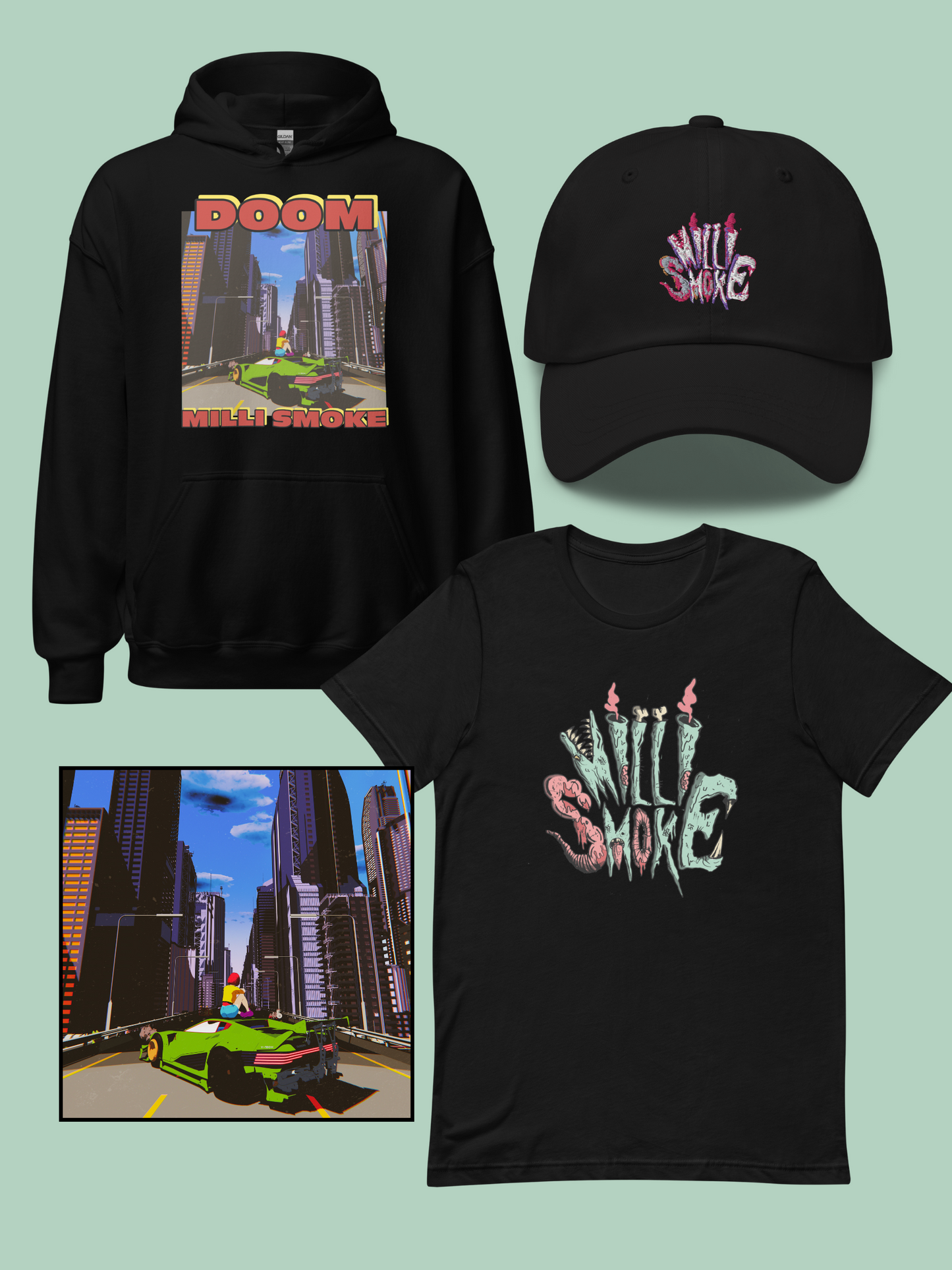 SMOKE PACK (LOGO T-SHIRT + DOOM HOODIE + DAD HAT + DOOM DIGITAL DOWNLOAD)